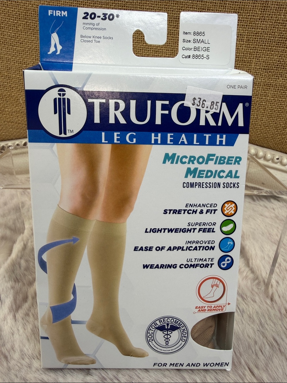 Truform | MicroFiber Medical Compression Socks - Beige, Small, Firm, Small